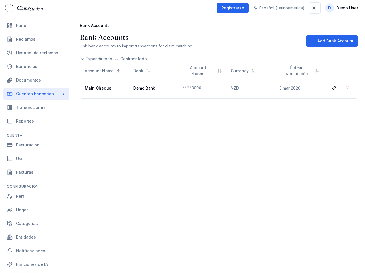 ClaimStation Bank Accounts